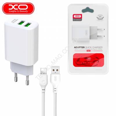 СЗУ XO L85C (2USB/2.4A)+USB-Lightning  (білий) фото
