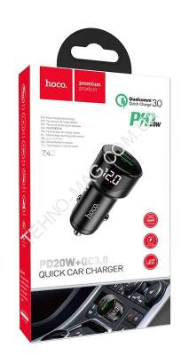 Авто адаптер Hoco Z42 Light road PD20W+1USB 3A QC3.0 digital display Быстрая зарядка фото