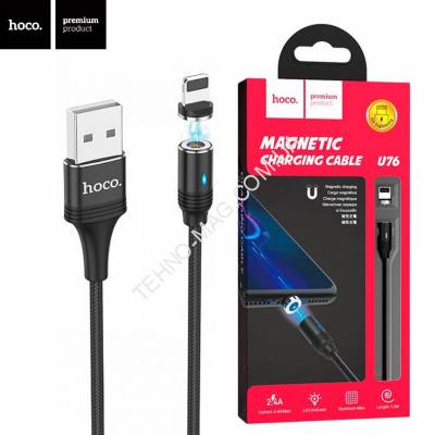 USB Кабель Hoco U76 Магнітний USB-Lightning   (Чорний)  фото