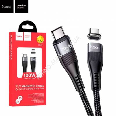 USB Кабель Hoco U99 Магнітний  Type-C-Type-C(100W/2M)   (Чорний)  фото