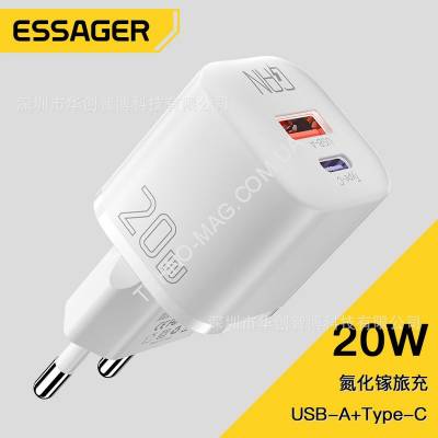 Зарядное устройство Essager 20W GaN PD , USB + Type C QC 3.0 PD 3.0. (Білий) фото
