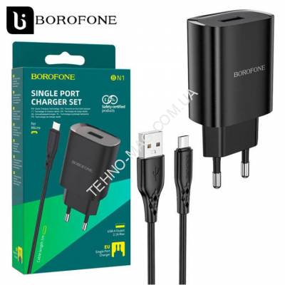 Borofone BN1 (1USB/2,1A) + USB - MicroUSB фото
