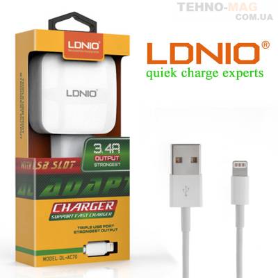 Зарядное устройство LDNIO DL-AC70 Iphone 6 фото