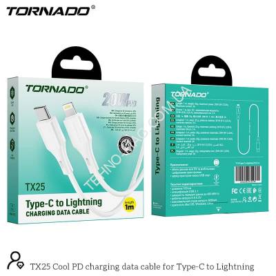 USB-L TORNADO TX25 (PD20W 3A/1m) Type-C to Lighting фото