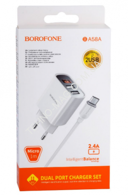 Borofone BA58A Digital Display Micro 2USB 2.4A фото
