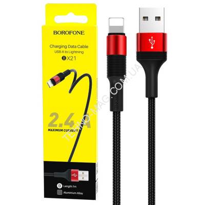 USB Кабель Borofone BX21 USB - Lightning (2.4A/1м) (красный) фото